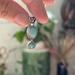 STERLING SILVER PENDANT: Amazonite and Topaz